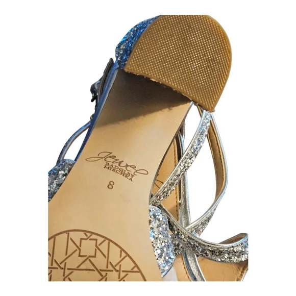 Jewel Badgley Mischka Heels Size 8 Silver Glitter - Picture 6 of 7